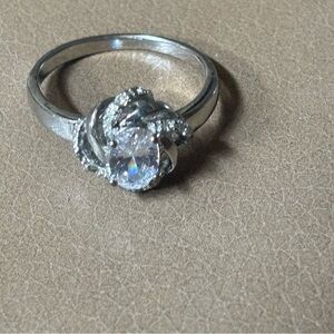 Elegant Silver Ring with Crystal Accent